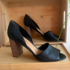Franco Sarto Black Heels, Open Toe Size 10